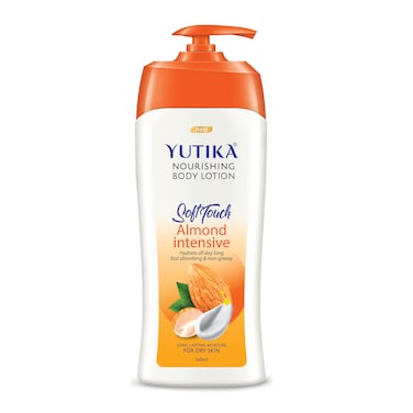 Yutika Soft Touch Nourishing Body Lotion For Women And Men, All Day Long Lasting, Non Greasy, Fast Absorbing Lotion for Dry &amp; Normal Skin (Almond, 16.90 Fl Oz)