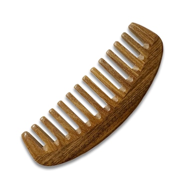 Wide Tooth Green Sandalwood Detangler Comb - Wooden Hair Comb for Natural Hair, Curly/Thick Hair Knot Remover (No Handle, Scented Wood)