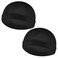 2Pcs Bald Caps For Men Silky Stocking Wave Cap For Men Turban Shower Hair Bonnet Black Elastic Band Hat Fine Compression Over Durags Liner Sweat Wicking Unisex For Running Cycling Sport Sleep