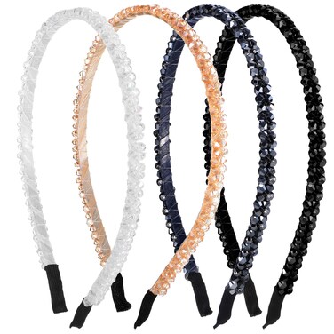 4PCS Headbands For Women Hair Accessories Rhinestone Headpiece Gold Hair Band Non Slip Headwear For Washing Face Christmas Head Band For Girl Hair Cute Thin Headdress Sparkly Hairstyle