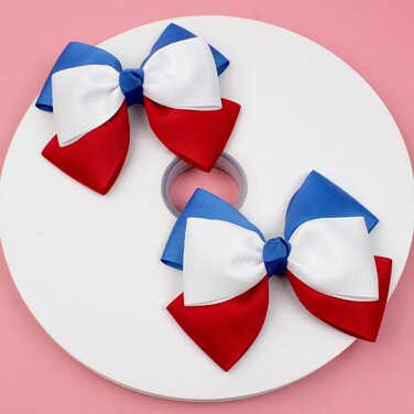 3.5" July 4th Hair Bows Patriotic Red White Blue Ribbon Bow Hair Clip Barrettes Alligator Hairpins Girls Kids Independence Election Day Outfit Accessories Back School Gift(red,white,blue)