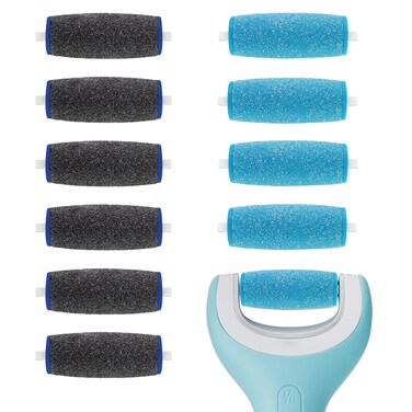 11 Pack Replacement Roller Heads for amope Pedi Perfect Refills Electronic Foot File, Include 6 Extra Coarse &amp; 5 Regular Coarse Replacement Heads Compatible with amope (Black+Blue)