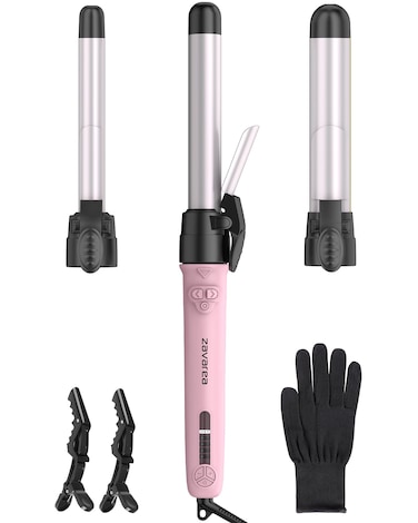 Automatic Rotating Hair Curling Iron Set,Auto Magnetic Rotating Curling Wands 3 in 1 with Interchangeable Ceramic Barrels(0.75", 1", 1.25"),Instant Heat Up Hair Curler,Adjustable Temp