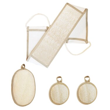 Loofah Sponge Exfoliating Body Scrubber(4 Pack), Zenidoo Natural Loofah Face Pad Bath Shower Body Scrubber for Women and Men, Made with Eco-Friendly and Biodegradable Luffa Pads,Large Size