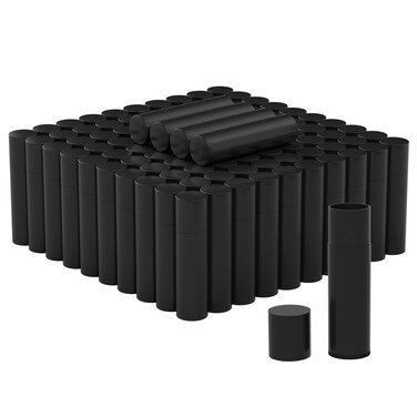 Empty Lip Balm Tubes for DIY Lipstick with Leak-proof Caps, 100-Pack Lip Balm Containers BPA Free, Black