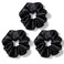 Zenssia Silk Scrunchies for Hair, Mulberry Silk Hair Ties for Women and Girls, No Damage Elastic Ponytail Holders（Black, 3 Pack）