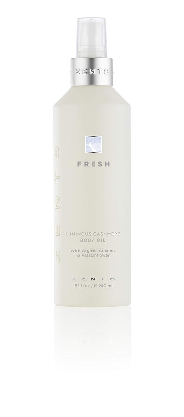 Zents Luminous Cashmere Body Oil (Fresh Fragrance)   Moisturizing Body Oil with Vitamin E &amp; Organic Coconut Oil   Softens &amp; Smooths Skin   8 fl oz