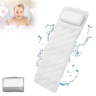 Luxury Bath Pillow Set Soothing Company Full Body Bath Pillows Mat with 13 Suction Cups, Spa Bathtub Pillow Neck Shoulder Back Support, Enjoy A Spa Like Experience in The Tub