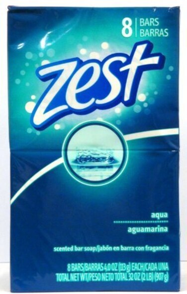 Zest Aqua Bar Soap, 4 Oz Bars, 8 Bars Per Package (Pack of 2) Total 16 Bars
