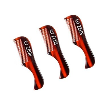 ZEUS Handmade Saw-Cut Mustache Comb - 3" x 0.75"- 3 Pack, Quality Moustache Comb for Men (Traditional) - B11
