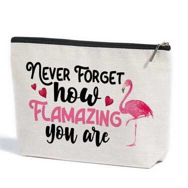 ZHAMEN Novelty Flamingo Decor Makeup Bag Gifts Makeup Pouch Birthday Christmas for Women Friends Flamingo Lover Family BFF Animal Lovers Cosmetic Travel Bag