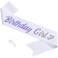 'Birthday Girl' Sash White with Pearl Safety Pin - White Glitter Sash for Women - Happy Birthday Sash for Birthday Party