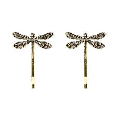 1pair Vintage Silver Dragonfly Hairpin Simple Hairpin Bridal Hairpin (Gold)