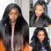ZIYU Kinky Straight Wig 13x4 Lace Front Wigs Human Hair for Women,24 inch Glueless Kinky Straight Human Hair Wig Pre Plucked HairLine with Baby Hair,180% Density Yaki Straight Wig Natural Black Color