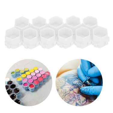Ink for Tattooing, 200Pcs Ink Cups Honeycomb Shape Pigment Holder Cups Permanent Makeup Supplies Kits Supplies Plastic Ink Cups for Artist(White)