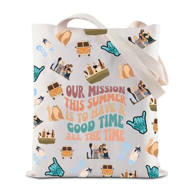 ZJXHPO OBX Pogue Outer Banks Survival Kit North Carolina Beach Makeup Bag With Zipper Pogue Adventure Gift (Good Time Tote)