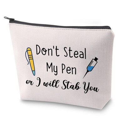 ZJXHPO Nurse Pen Case Don't Steal My Pen Or I Will Stab You Zipper Pouch Makeup Bag RN LPN DNP Accessories Nurse Utensil Cosmetic Bag (Stab You)