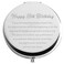 Zuo Bao 18th Birthday Compact Mirror - Tabletop Mount - Round - 2.56 inches (diameter), 0.51 inches (thickness) - Engraved 'Happy 18th Birthday' - Magnifying - Travel Size