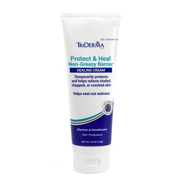 TriDerma Protect &amp; Heal Non-Greasy Moisture Barrier Skin Protectant Incontinence Cream for Adult Diaper Rash, Chafing, Redness, Sensitive Skin with Dimethicone, Aloe Vera, FSA Eligible 4 oz