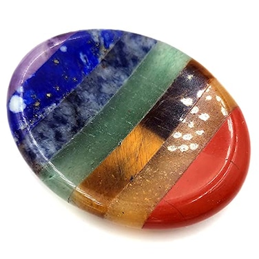 Thumb Worry Stone for Anxiety, 7 Chakra Crystals Healing Stones, Oval Chakra Worry Stone, Meditation Crystal