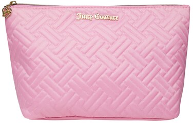 Juicy Couture Women's Cosmetics Bag - Travel Makeup and Toiletries Top Zip Wedge Pouch, Size One Size, Quilted Pebble