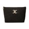 Juicy Couture Women's Cosmetics Bag - Travel Makeup and Toiletries Top Zip Wedge Pouch, Size One Size, Black, Metal Logo with Glitter Dots
