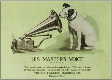 Square Deal Recordings &amp; Supplies Compact Mirror - His Master's Voice Nipper The Dog Ad Reproduction - 2.5" x 3.5
