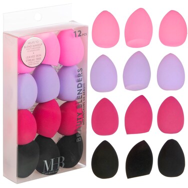 Expressions 12pc Beauty Blenders Value Pack - Assorted Cosmetic Makeup Sponge Beauty Blender Set For Foundation, Blush, Concealer, Eyeshadow, Contour &amp; Highlighter Bright