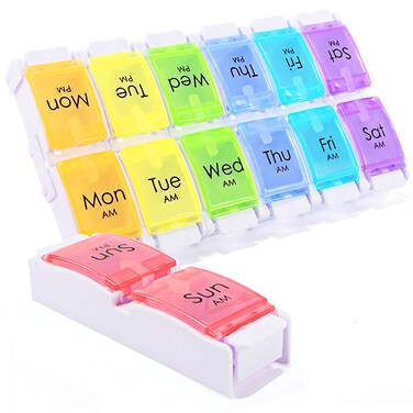 AM PM Pill Organizer 2 Times a Day,SZREDU Pill Box 7 Day, Removable Daily Medicine Pill Organizer, Large Pill Cases Organizers 7 Day,Weekly Supplement Boxes and Organizer 2 Times a Day