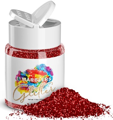 MARBLERS Twinkle Glitter [Santa Red] 1.5oz (42g)   Fine   Non-Toxic, Vegan, Cruelty-Free   Face, Body, Eyeshadow, Hair, Festival, Party Makeup   Nail Art, Polish   Resin, Tumbler, Slime, Craft