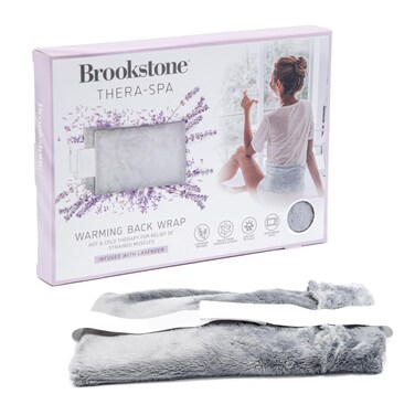 Brookstone - Thera-Spa Cooling &amp; Heated Back Wrap with Adjustable Strap - Cold Pack &amp; Microwave Heating Pad for Back Pain Relief - Healthy Posture Support - Lavender-Infused, (Glacier Gray)