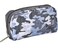 LeSportsac Camo Canvas Indigo Rectangular Cosmetic Bag, Style 6511/Color F545 Modern Denim Inspired Heather Camouflage in Blue &amp; Grey