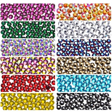 2400Pcs Hotfix Rhinestones Round Shape Flatback Crystal Glass Flatback Nail Art (12 Mixed Colors, 4mm SS16)