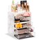 Sorbus Clear Cosmetic Makeup Organizer - Make Up &amp; Jewelry Storage, Case &amp; Display - Spacious Design - Great Holder for Dresser, Bathroom, Vanity &amp; Countertop (4 Large, 2 Small Drawers - Marble Print)