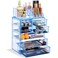 Sorbus Clear Cosmetic Makeup Organizer - Make Up &amp; Jewelry Storage, Case &amp; Display - Spacious Design - Great for Dresser, Bathroom, Vanity &amp; Countertop (3 Large, 4 Small Drawers) [Blue Brilliance]