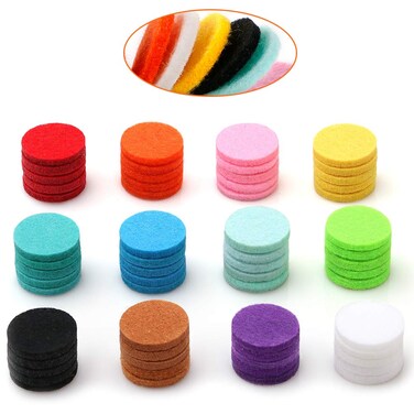60 PCS Essential Oil Refill Pads, 0.67 Inch Felt Pads Aromatherapy Replacement Pads for Diffuser Necklace Diffuser Bracelet Car Diffuser Vent Clip Multi-Colored