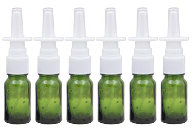 6Pcs 10ml/0.34oz Glass Nasal Spray Bottles - Portable Empty Refillable Fine Mist Sprayers Cosmetic Makeup Perfume Storage Container Vials(Green)