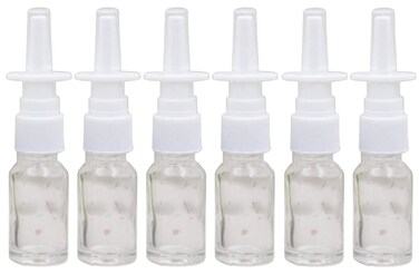6PCS 10ml/0.34oz Empty Glass Refillable Nasal Spray Bottles Fine Mist Sprayers Makeup Water Travel Containers Jars For Perfumes Essential Oils Saline Water Applications (Clear)