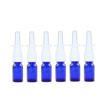 6PCS 10ml/0.34oz Empty Glass Refillable Nasal Spray Bottles Fine Mist Sprayers Makeup Water Travel Containers Jars For Essential Oils Applications Perfume Bottles Sold Empty (Blue)