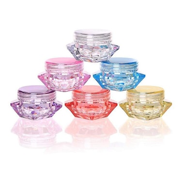 24PCS 5g/0.17oz Empty Refill Mini Square Diamond Shaped Plastic Cosmetic Sample Container Jar Pots With Screw Cap Makeup Bottle Face Cream Lotion Eye Shadow Powder Storage Holder(Color Random)