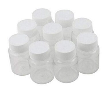 12pcs Portable Empty Clear Plastic Solid Powder Container with White Bottle Caps (30ml/1oz)