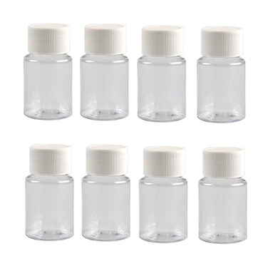 12PCS 30ML 1OZ Transparent Empty Plastic Bottles with White Screw Cap Solid Powder Capsules Pill Tablet Holder Storage Box Refillable Portable Durable Container Jar Pot for Travel Daily Life
