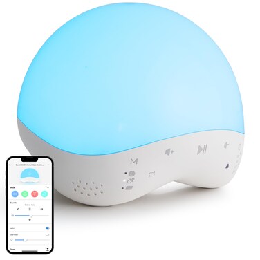 Geeni Rise and Shine Baby White Noise Machine with Night Light, 25 Soothing Sounds, RGB Colors, Customizable Sleep Training - Perfect Sound Machine Night Light for Babies and Toddlers