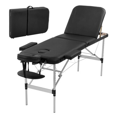 BestMassage Aluminium Massage Table Height Adjustable 3 Long Folding Carry Case Cradle Tattoo, 73 inch (Pack of 1), Black