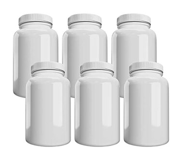 Company (6 Pack) White Pill Bottle with Lid, Storage, Plastic Pill Container, 120cc Capacity