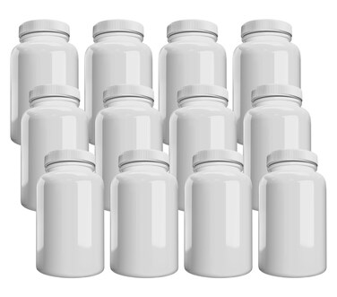 Company (12 Pack) White Pill Bottle with Lid, Storage, Plastic Pill Container, 120cc Capacity