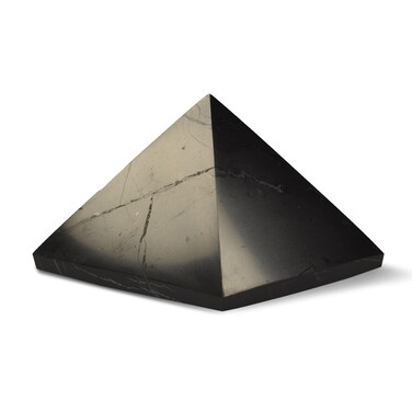 Authentic Shungite Pyramid Polished 50 mm / 1.96" Chakra Energy Natural Healing Crystal Real Black Pyramid Home Office Protection Desk Decor Meditation Reiki Grounding Stone