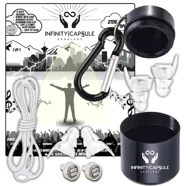 High Fidelity Concert Ear Plugs &amp; Neck Cord, 27db Noise Reduction Ear Plugs, Reusable Hearing Protection for Music Festivals, Raves, Musicians, and Any Loud Events- Soft, Clear &amp; 2 Sizes