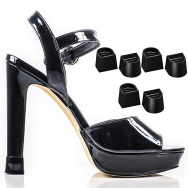 Heel Hunks Black H7 Heel Caps 20.5 x 21 mm   Heel Protectors Replacement Tip Caps for High Heel Shoes and Stiletto   Anti-Slip and for Grass - (5 Pairs)