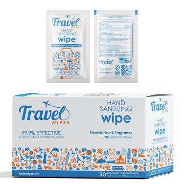 HAND SANITIZING Individually Packed Premium Hand Sanitizing Wipes for Travel, Home, Office, School, etc. with Fragrance and Moisturizer - Manufactured in USA (Fresh Citrus 30ct Box)